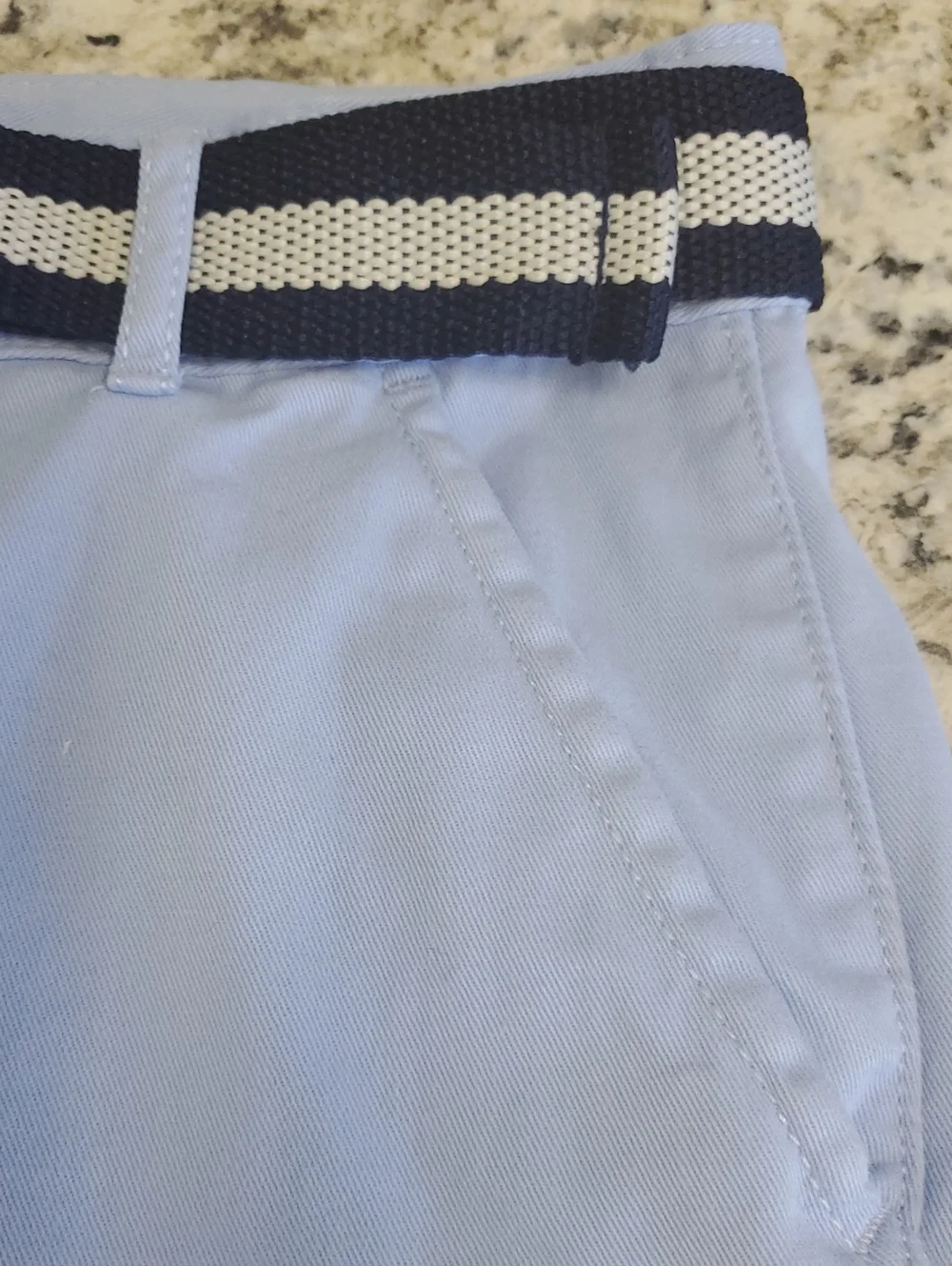 CHILDRENS PLACE BOYS Light Blue Flat Front Shorts with Striped Belt